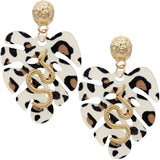 Brown Gold Leaf Shaped Snake Earrings