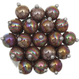Brown Beaded Iridescent Adjustable Ring