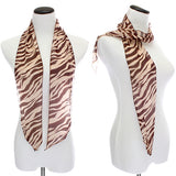 Brown Sheer Chiffon Striped Zebra Print Scarf