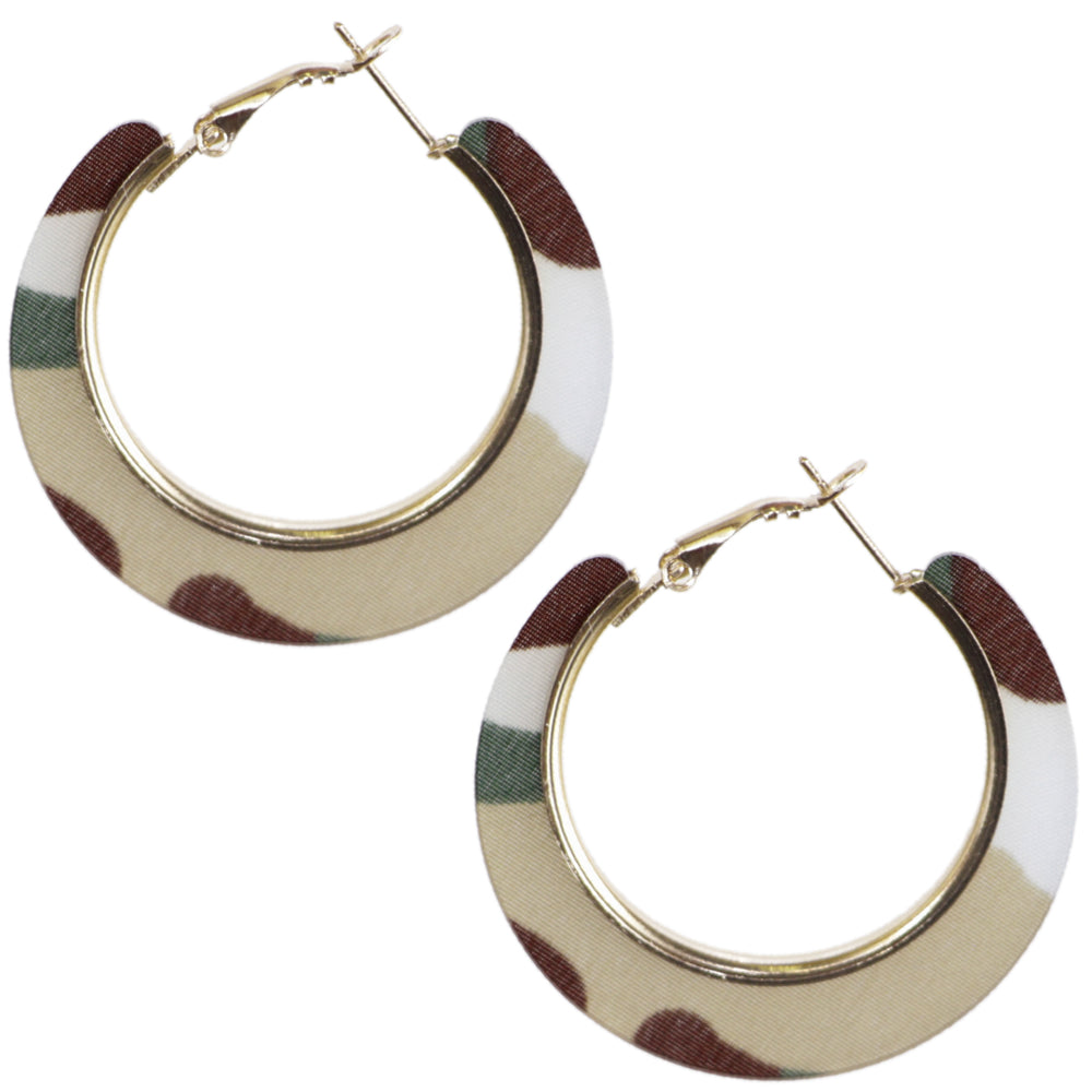 Brown Acrylic Camo Mini Hoop Earrings