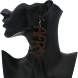 Dark Brown Africa Letter Earrings
