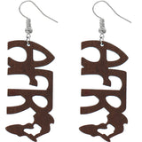 Dark Brown Africa Letter Earrings