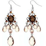 Brown Elegant Beaded Chandelier Dangle Earrings