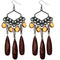 Brown Beaded Dangle Chandelier Earrings