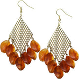 Brown Beaded Long Earrings
