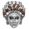 Brown Beaded Rhinestone Female Face Adjustable Ring