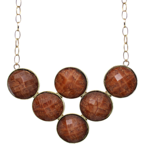 Brown Beaded Statement Chain Necklace