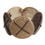 Brown Wooden Circular Beaded Stretch Bracelet
