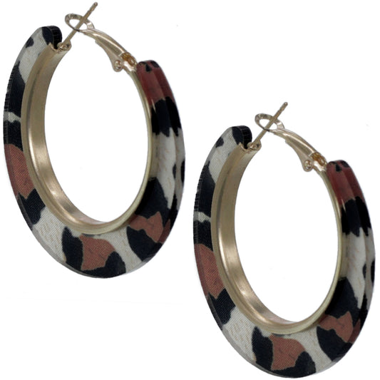 Black Brown Cheetah Print Mini Hoop Earrings