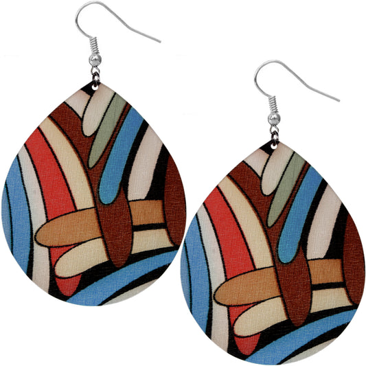 Brown Blue Large Acrylic Teardrop Earrings