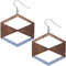 Blue Brown Geometric Wooden Earrings