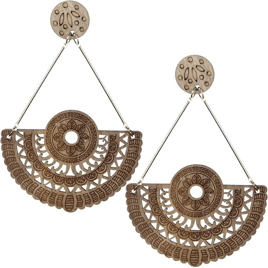 Brown Bohemian Half Round Dangle Earrings