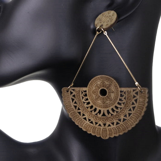 Brown Bohemian Half Round Dangle Earrings