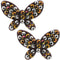 Brown Butterfly Beaded Stud Earrings