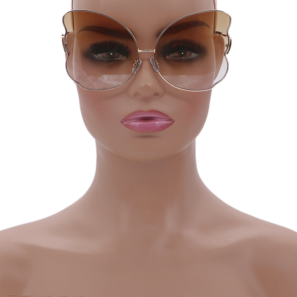 Brown Butterfly Shaped Gradient Tinted Sunglasses