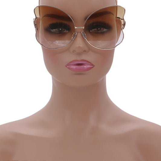 Brown Butterfly Shaped Gradient Tinted Sunglasses