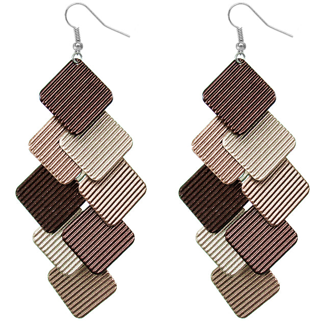 Brown Cascade Layered Dangle Earrings