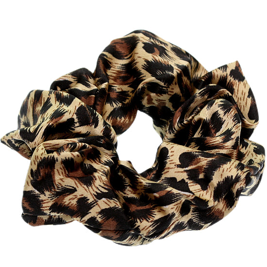 Brown Black Cheetah Print Hair Scrunchie