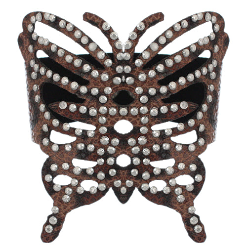 Brown Cheetah Studded Faux Leather Snap Bracelet