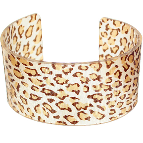 Brown Cheetah Translucent Cuff Bracelet