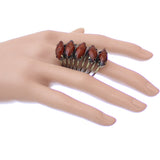 Brown Beaded Coil Wrap Ring