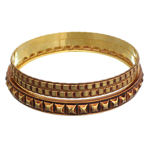 Brown Cone Pave Stacked Bracelet Set