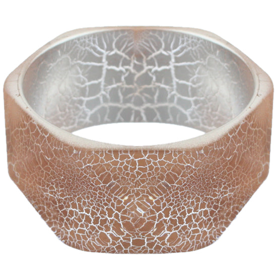 Brown Cracked Texture Hexagon Bangle Bracelet