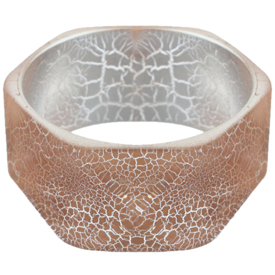 Brown Cracked Texture Hexagon Bangle Bracelet