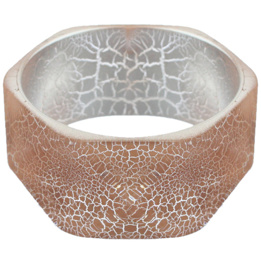 Brown Cracked Texture Hexagon Bangle Bracelet