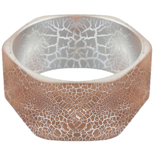 Brown Cracked Texture Hexagon Bangle Bracelet