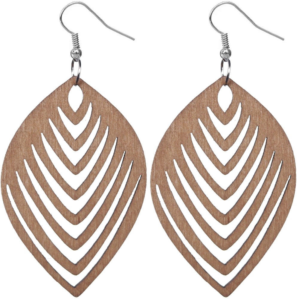 Brown Cutout Leaf Shaped Earrings