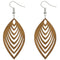 Brown Leaf Cutout Wooden Earrings