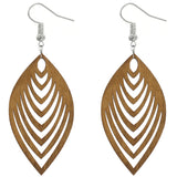 Brown Leaf Cutout Wooden Earrings