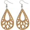 Brown Large Cutout Teardrop Wooden Earrings
