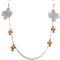 Brown Double Cross Chain Necklace Earrings