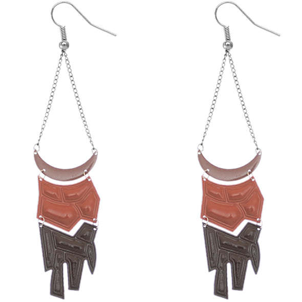 Brown Geometric Drop Chain Earrings