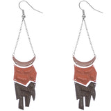 Brown Geometric Drop Chain Earrings