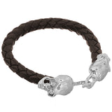Dark Brown Faux Leather Skull Latch Bracelet