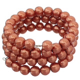 Brown Faux Pearl Coil Wrap Bracelet