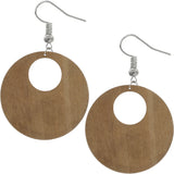 Brown Round Big Gigantic Wooden Earrings