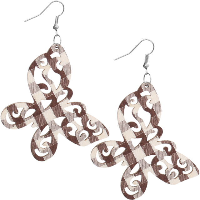 Brown Gingham Earrings