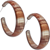 Brown Orange Glossy Striped Hoop Earrings