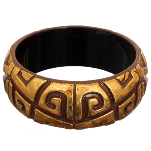 Brown Gold Iridescent Swirl Bangle Bracelet