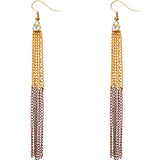 Brown Gold Long Drop Chain Dangle Earrings