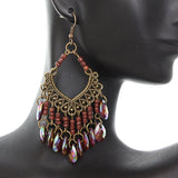 Brown Iridescent Bead Dangle Earrings