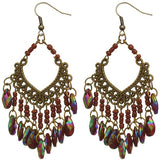 Brown Iridescent Bead Dangle Earrings