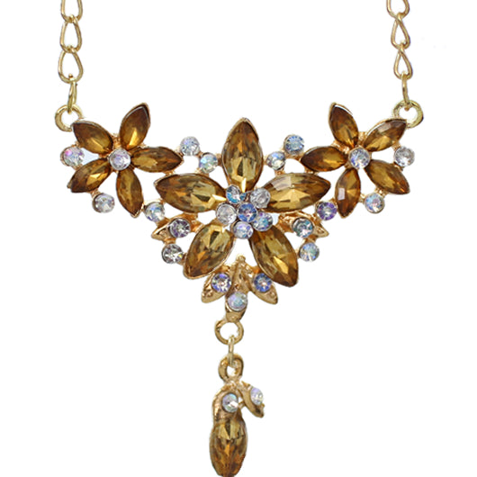 Brown Elegant Gemstone Chandelier Chain Necklace
