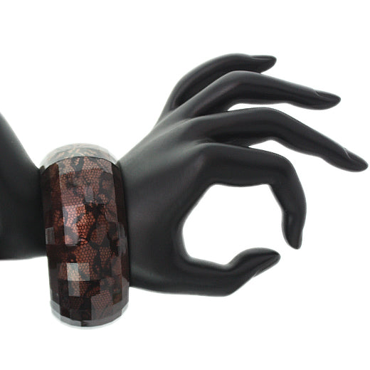 Brown Lace Textured Hinged Bracelet