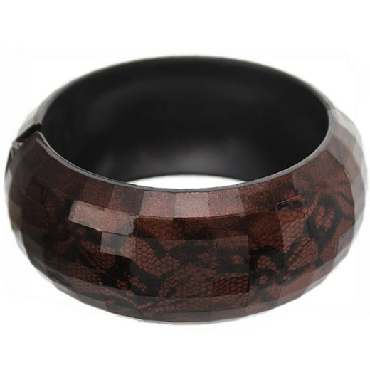 Brown Lace Textured Hinged Bracelet