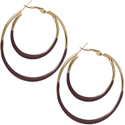Brown Double Layered Hoop Earrings